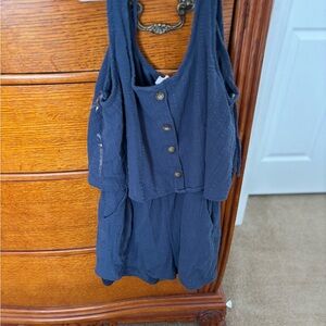 Pink Lily Navy Sleeveless Button-Down Dress